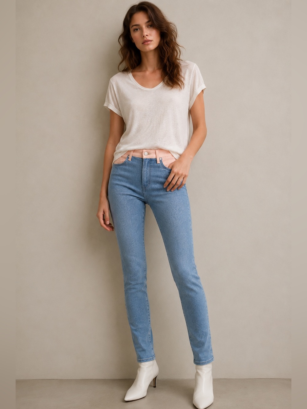 Rag & Bone Nelly High Rise Skinny Jeans 28 Blue Pink Colorblock NWT New